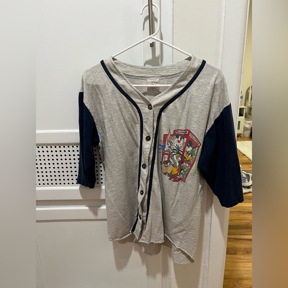 Vintage Looney Tunes Baseball Button Up Tee